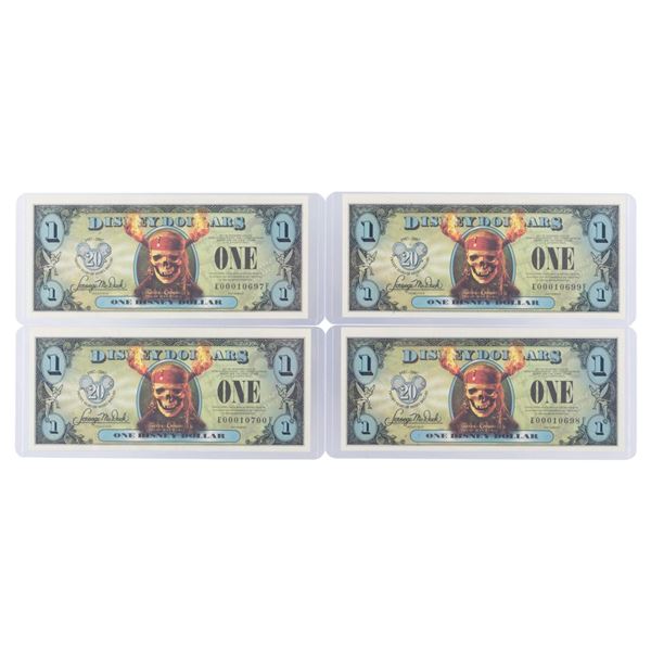 The 2007 Disney Dollars 20th Anniversary Flying Dutchman Series $1 Bills.