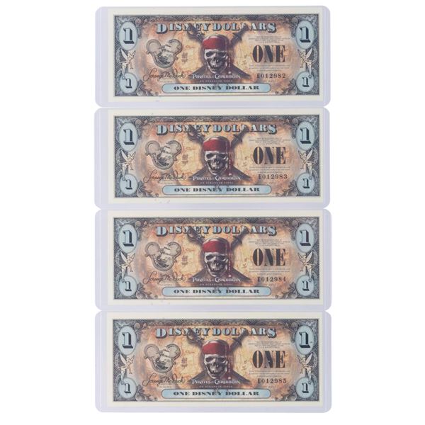 The 2011 Disney Dollars Queen Anne's Revenge Series $1 Bills.
