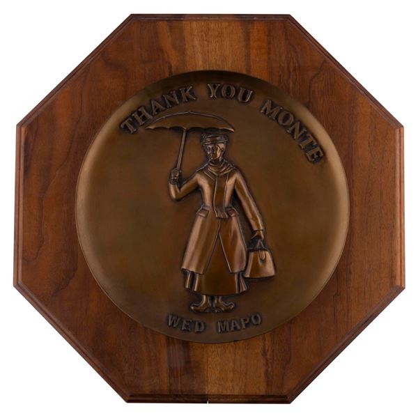 A Rare WED-MAPO Thank You Monte Hoult Award Plaque.