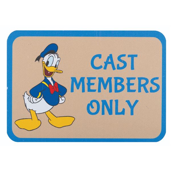 Donald Duck Cast Member Only sign