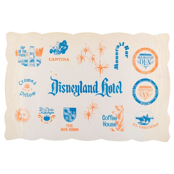 An Early Disneyland Hotel Placemat.