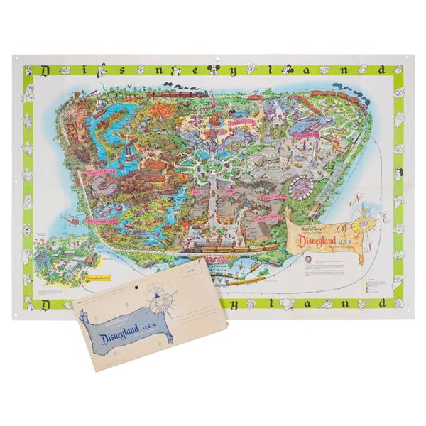 A 1964-B Disneyland Souvenir Map and Envelope.