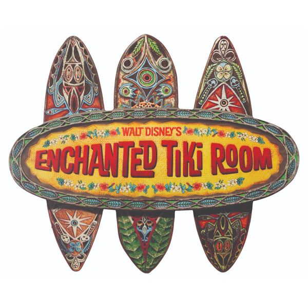A Walt Disney's Enchanted Tiki Room Sign Replica.