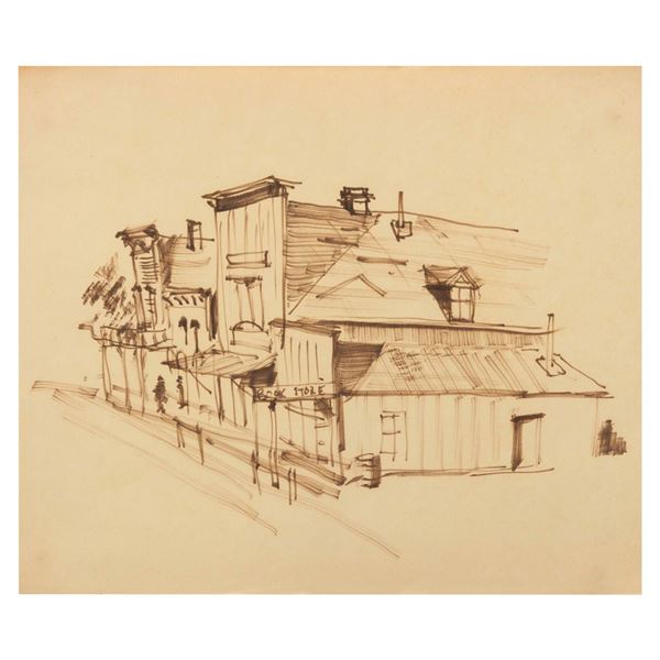 A Disneyland "Frontiertown" Original Concept Drawing by Bill Martin.