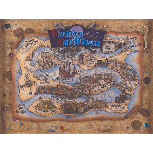 A Dave Avanzino Pirates of the Caribbean Treasure Map Shadowbox.