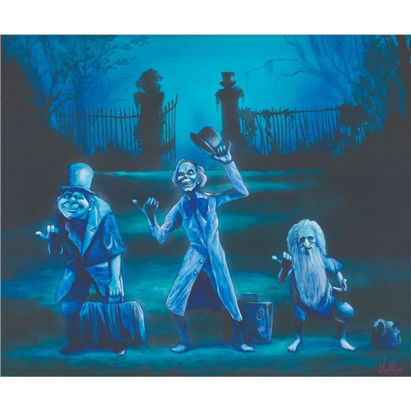 An Original Haunted Mansion Hitchhiking Ghosts Painting.