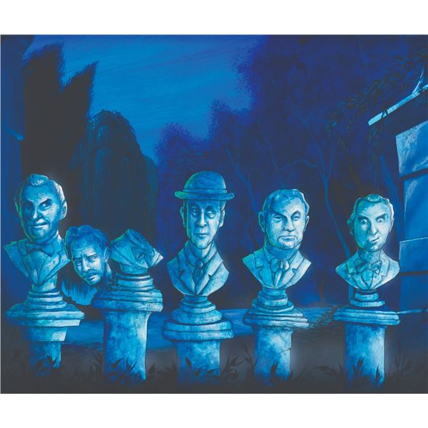 An Original Haunted Mansion Singing Busts Painting.