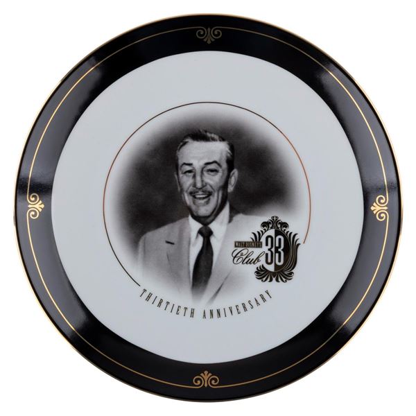A Club 33 Walt Disney 30th Anniversary Plate.
