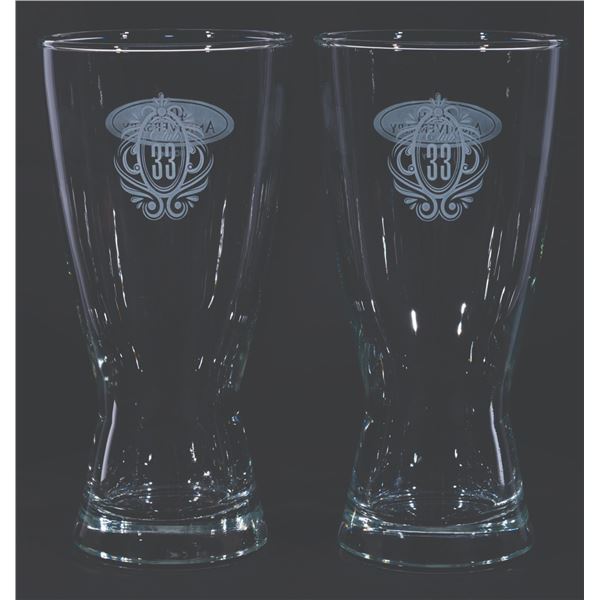 A Pair of Club 33 40th Anniversary Beer Glasses.
