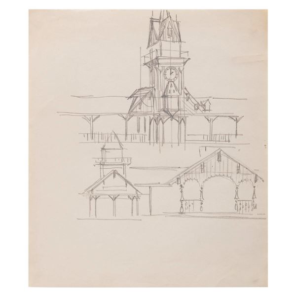 An Original Matterhorn Ride Load Building Concept Drawing by Bill Martin.