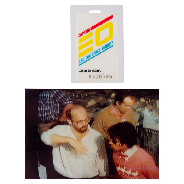 A Captain EO Crew Badge and Behind-the-Scene Photo.