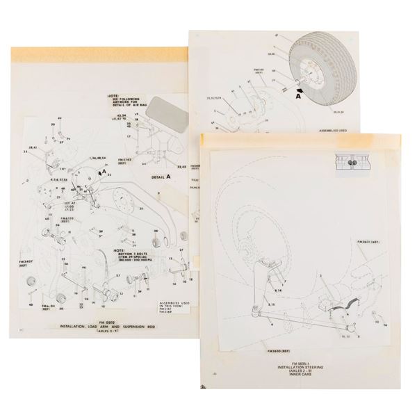 A Set of Monorail Wheel Assembly Diagram Layouts.