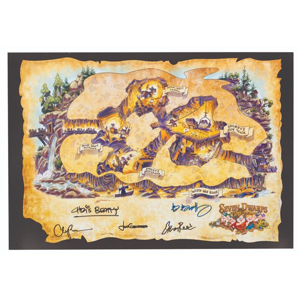 A Seven Dwarfs Mine Train Multi-Signed Map.