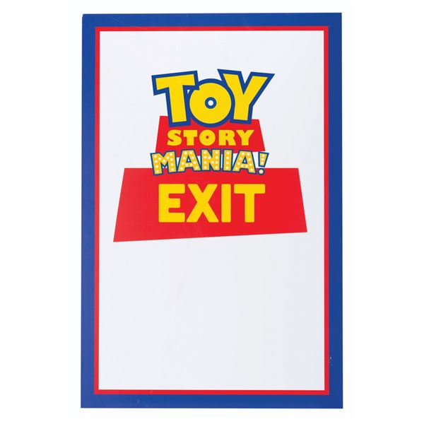 A Toy Story Mania! Exit Sign.