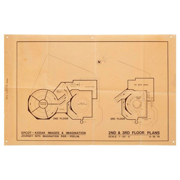 An EPCOT Kodak Imagination! Pavilion Preliminary Brownline Print.