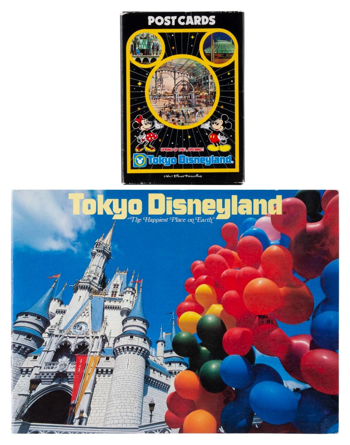 A Tokyo Disneyland Pre-Opening Booklet and Postcards Set. - Van