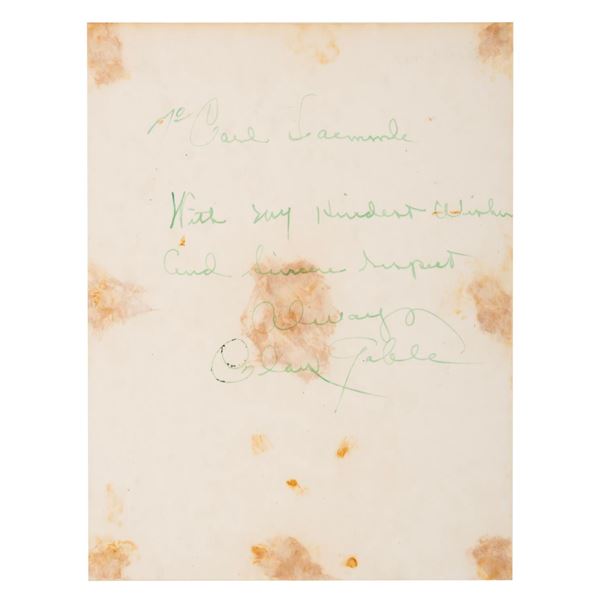 A Signed Note to Carl Laemmle from Clark Gable.