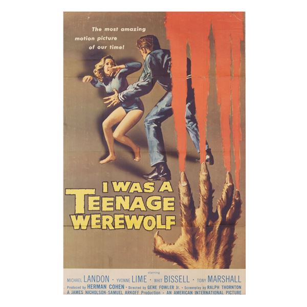 A Rare "I Was a Teenage Werewolf" Two-Sheet.