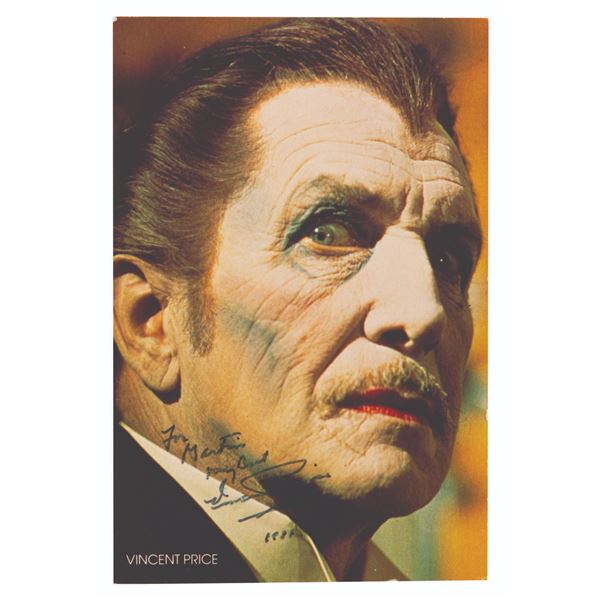 A Vincent Price Signed Postcard.
