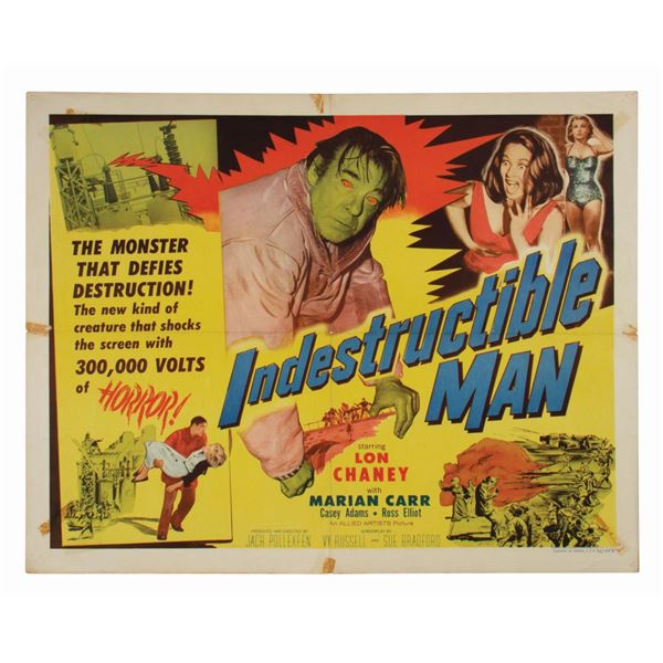 An "Indestructible Man" Half-Sheet Poster.