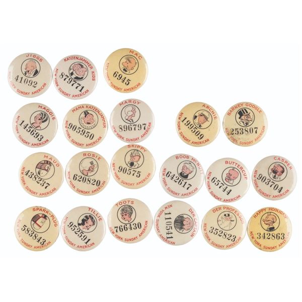 A Set of New York Sunday American Comic Buttons.