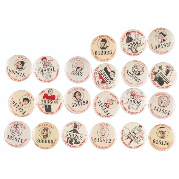 A Set of New York Evening Journal Comic Buttons.