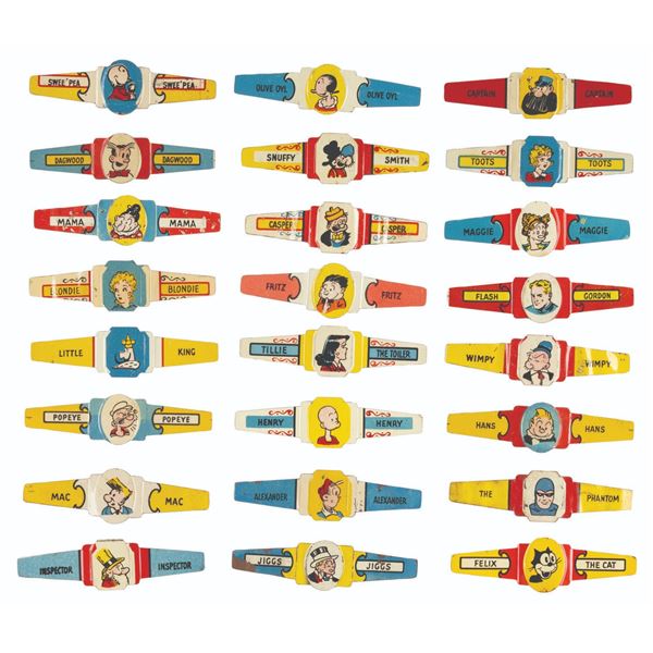 A Set of Post Toasties Comic Strip Character Rings.