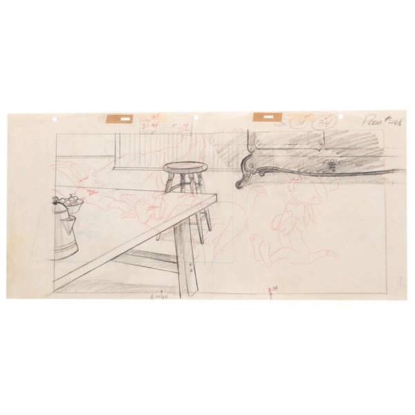 A "Posse Cat" Background Layout Drawing.