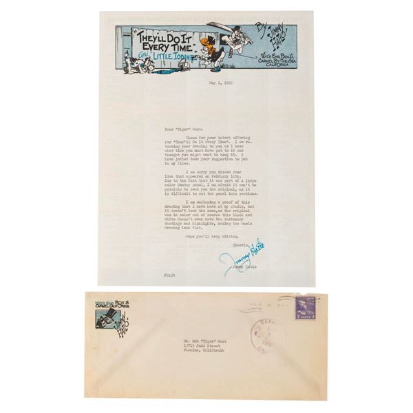 A Cartoonist Jimmy Halto Signed Letter.