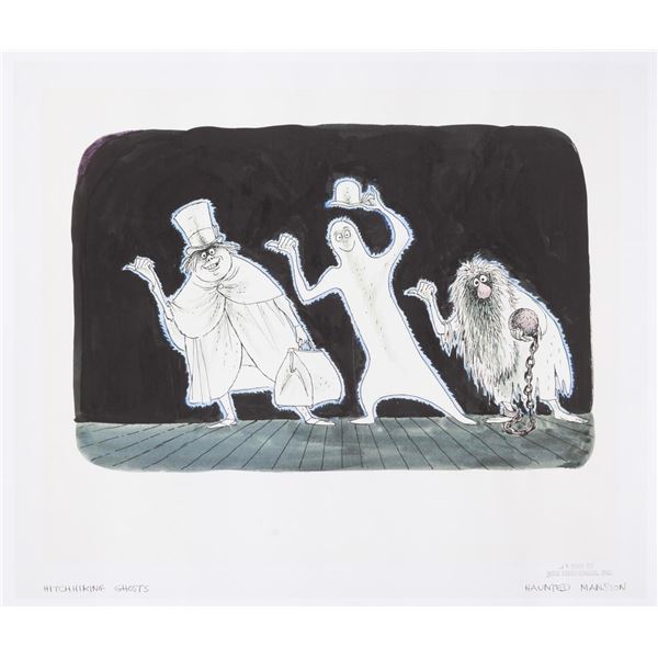 A Large Haunted Mansion Hitchhiking Ghosts Marc Davis Concept Print.