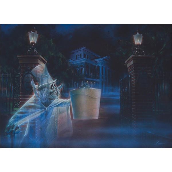 A Haunted Mansion Hatbox Ghost Canvas Print.