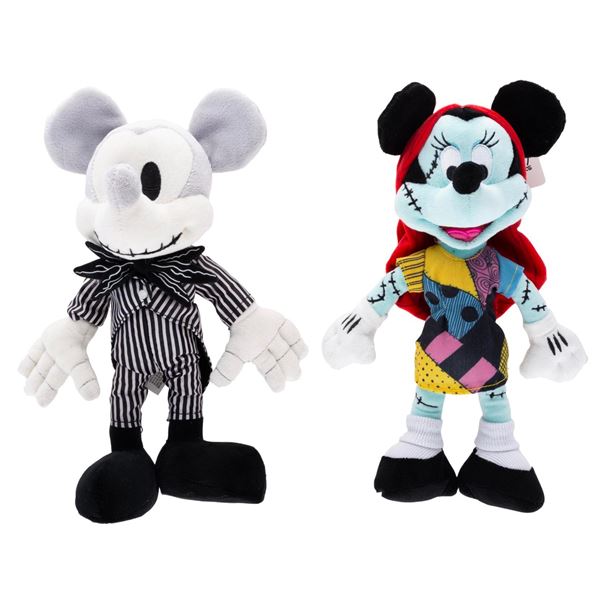 A Pair of "The Nightmare Before Christmas" Mickey and Minnie Plushies.