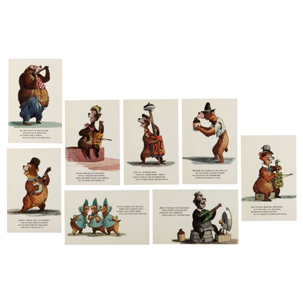 A Set of Country Bear Jamboree Marc Davis Postcards.
