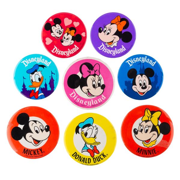 A Collection of Disneyland Character Buttons.