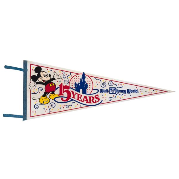 A Walt Disney World 15th Anniversary Pennant.