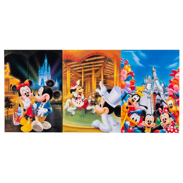 Three Mickey and Friends Tokyo Disneyland Postcards.