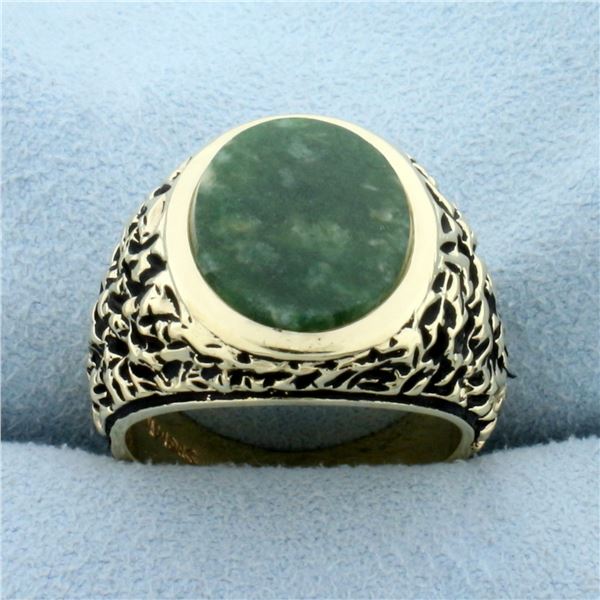 Vintage Jade Statement Ring in 14K Yellow Gold