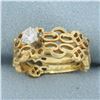 Image 2 : Unique Diamond Cut Out Design Engagement Ring in 18K Yellow Gold