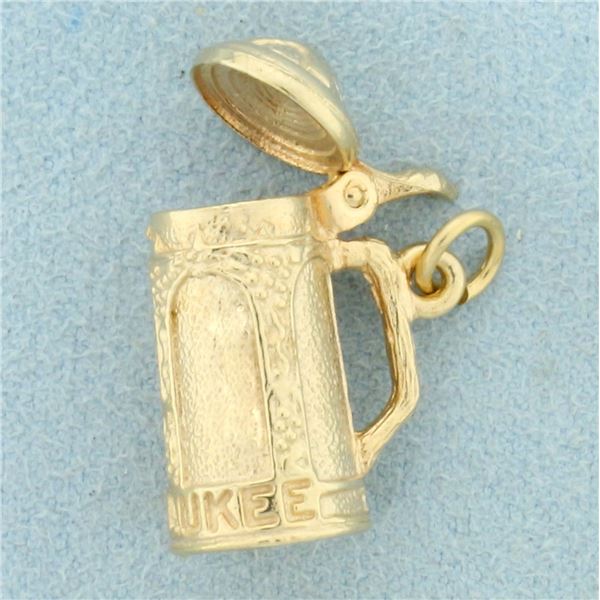 Milwaukee Beer Stein Pendant or Charm in 14K Yellow Gold