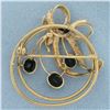 Image 2 : Vintage Sapphire Bow Design Brooch in 14K Yellow Gold