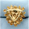 Image 4 : Jade And Diamond Flower Ring In 14k Yellow Gold