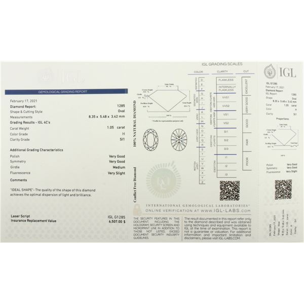 Certified Over 1ct Oval Natural Diamond