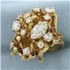 Image 2 : Diamond Nugget Statement Ring in 18k Yellow Gold