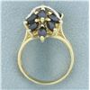 Image 3 : Sapphire and Diamond Spray Design Ring in 14k Yellow Gold