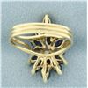Image 4 : Sapphire and Diamond Spray Design Ring in 14k Yellow Gold