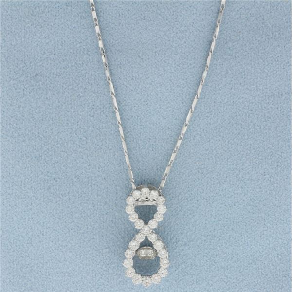 Infinity Design Dancing Diamond Necklace in 14k White Gold