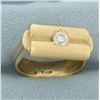 Image 1 : Unique Diamond Double Cylinder Design Ring in 14k Yellow Gold