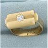 Image 2 : Unique Diamond Double Cylinder Design Ring in 14k Yellow Gold