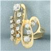 Image 2 : Antique Diamond Abstract Design Swirl Ring in 14k Yellow Gold