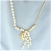 Image 1 : Designer Pearl and Diamond Necklace in 14k Yellow Gold